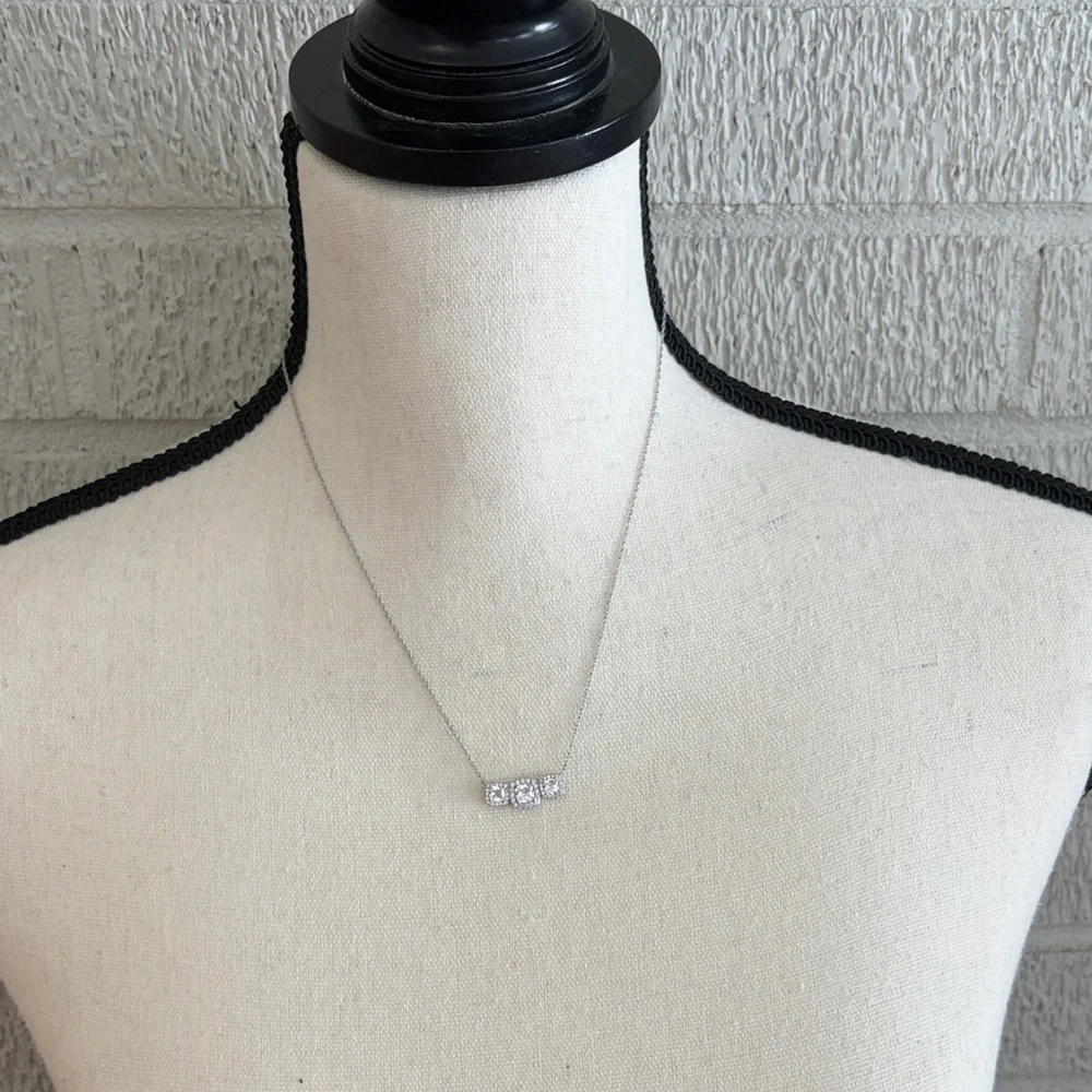 Cushion Cut 2.50 ct Genuine White Sapphire Station Necklace Sterling Silver 18